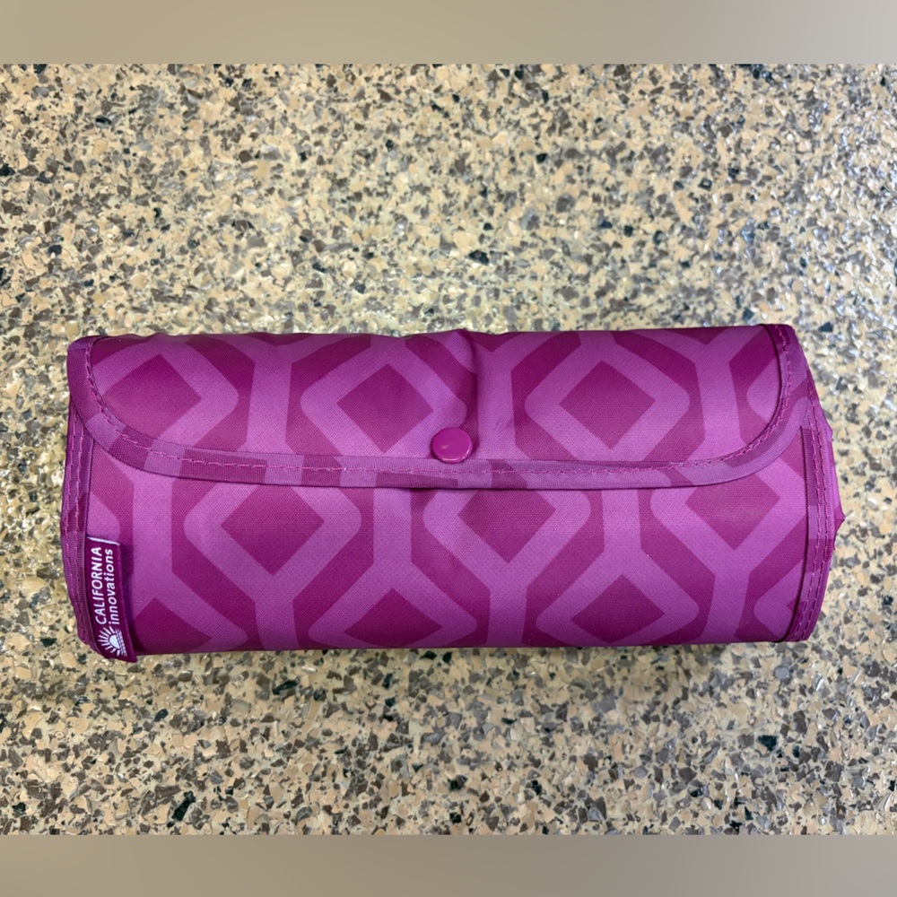 Pink Geometric Patterned Roll-Up Bag